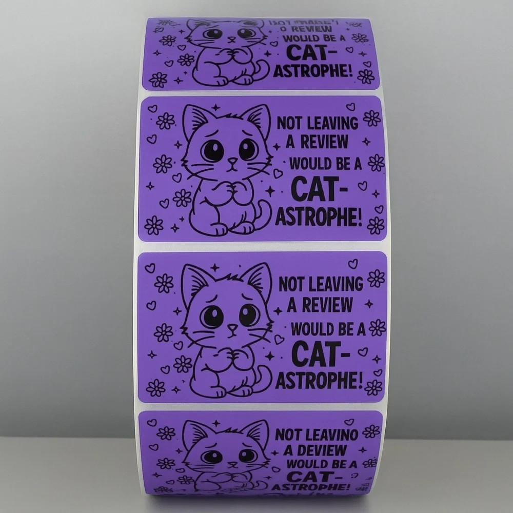 Cat Review Stickers – Cute Not Leaving a Review Would Be a Catastrophe Labels